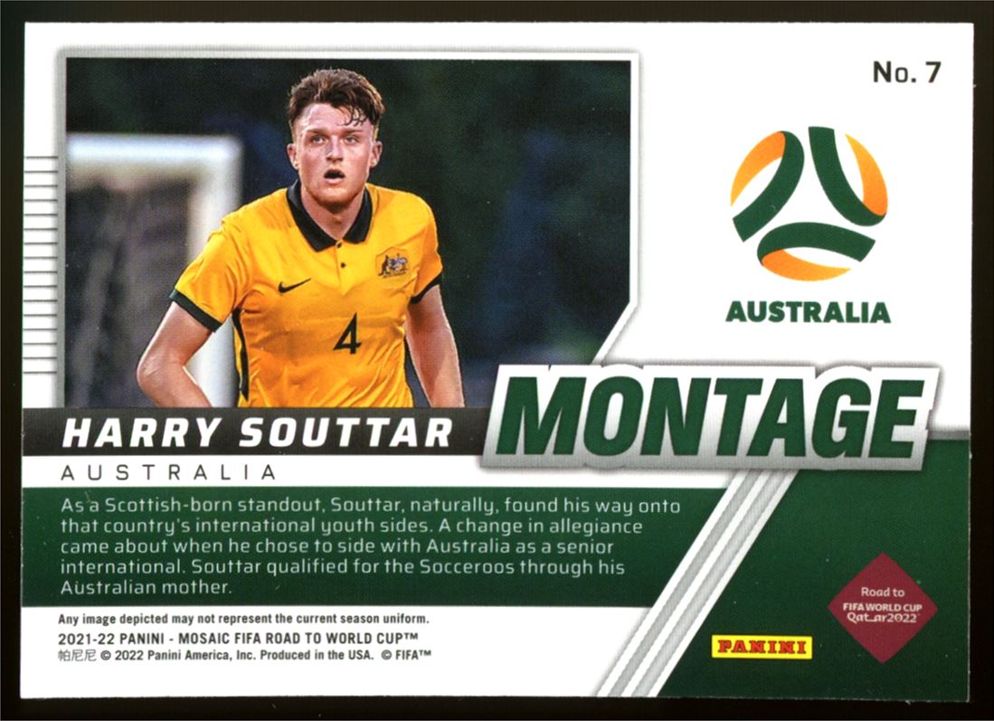 Harry Souttar 2021 Panini Mosaic Road to FIFA World Cup Montage Rookie Card # 7