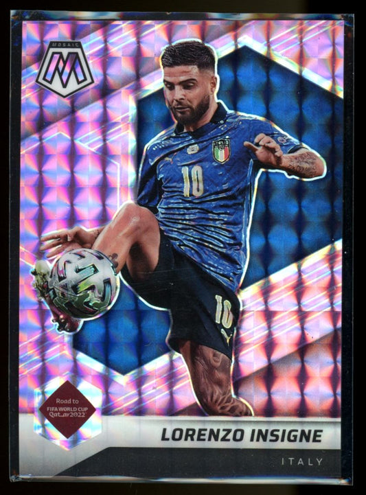 Lorenzo Insigne Pink Prizm /49 2021 Panini Mosaic Road to FIFA World Cup Card # 27