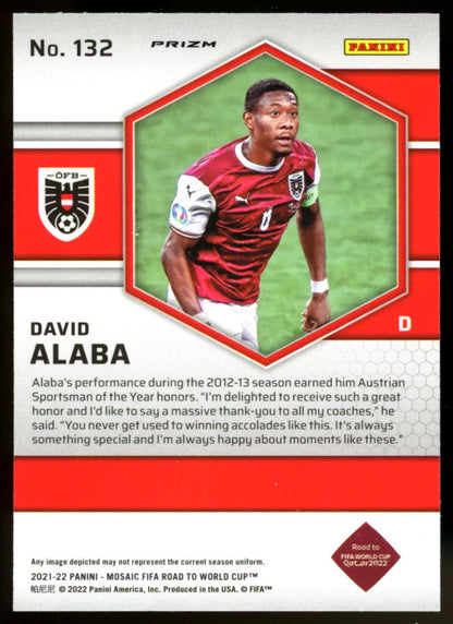 David Alaba Prizm 2021 Panini Mosaic Road to FIFA World Cup Card # 132
