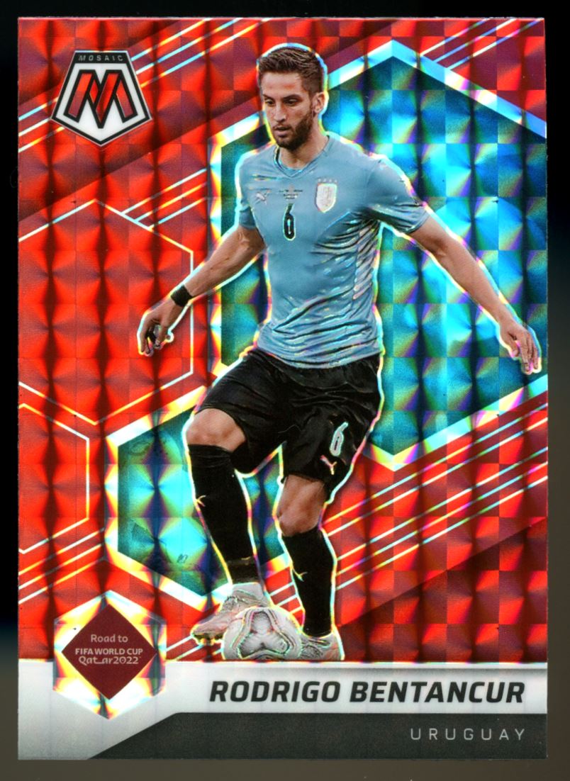 Rodrigo Bentancur Red Prizm 2021 Panini Mosaic Road to FIFA World Cup Card # 115