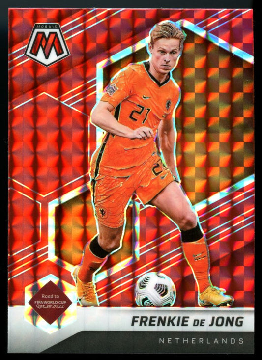 Frenkie de Jong Red Prizm 2021 Panini Mosaic Road to FIFA World Cup Card # 172