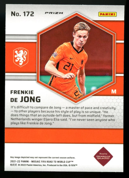 Frenkie de Jong Red Prizm 2021 Panini Mosaic Road to FIFA World Cup Card # 172