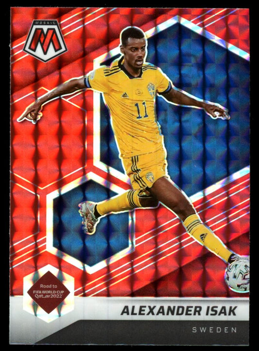Alexander Isak Red Prizm 2021 Panini Mosaic Road to FIFA World Cup Card # 87