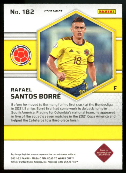 Rafael Santos Borre Silver Prizm 2021 Panini Mosaic Road to FIFA World Cup Card # 182