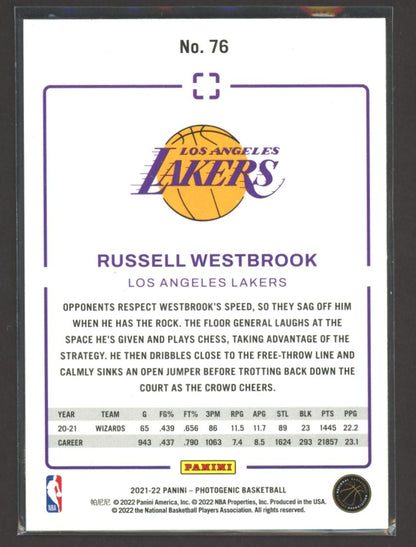 Russell Westbrook 2021 Panini Photogenic Card # 76