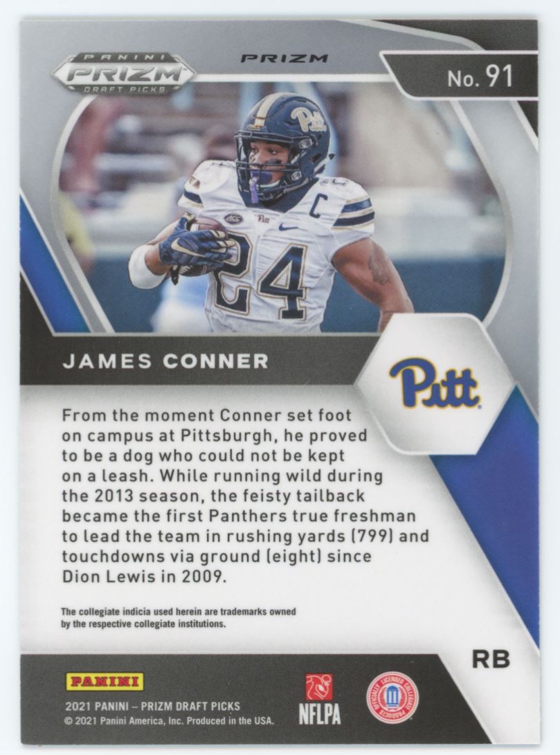 James Conner Prizms Green 2021 Panini Prizm Draft Picks Collegiate Card # 91