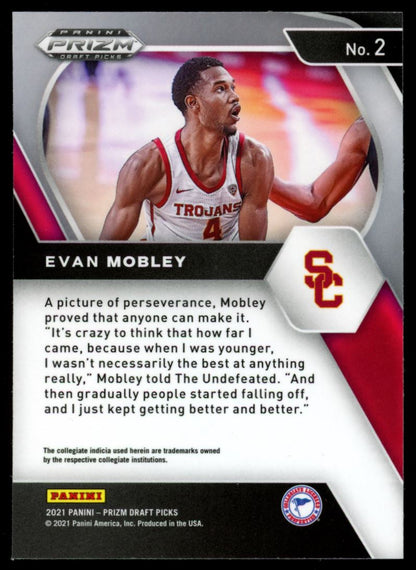 Evan Mobley 2021 Panini Prizm Draft Picks Rookie Card # 2