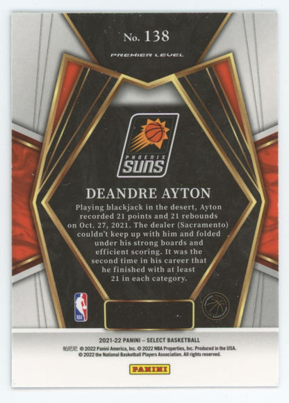 Deandre Ayton Prremier Level 2021 Panini Select Card # 138