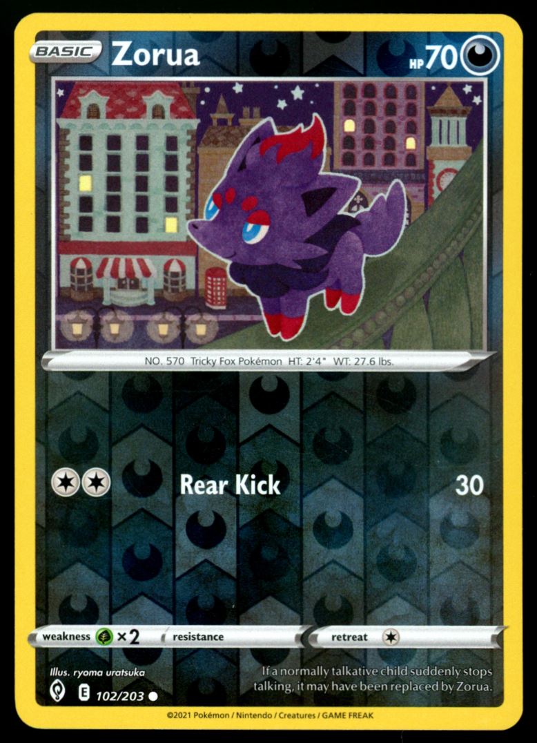 Zorua Common Reverse Holo 2021 Sword & Shield - Evolving Skies Card # 102/203