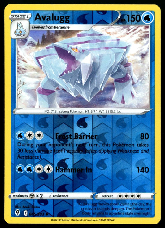 Avalugg Uncommon Reverse Holo 2021 Sword & Shield - Evolving Skies Card # 045/203