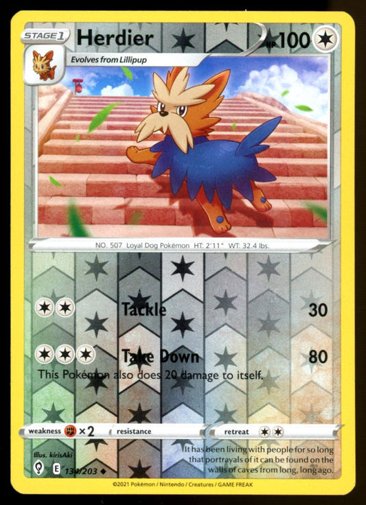 Herdier Uncommon Reverse Holo 2021 Sword & Shield - Evolving Skies Card # 134/203