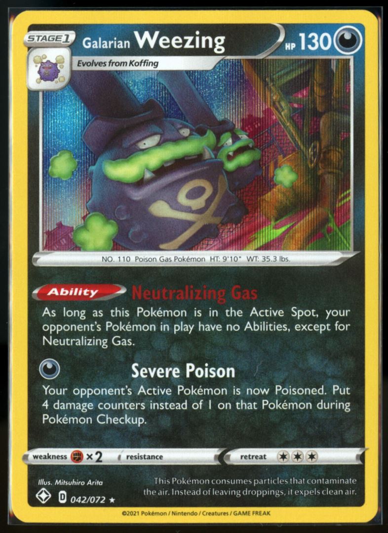Galarian Weezing Rare Holo 2021 Sword & Shield - Shining Fates Card # 042/072