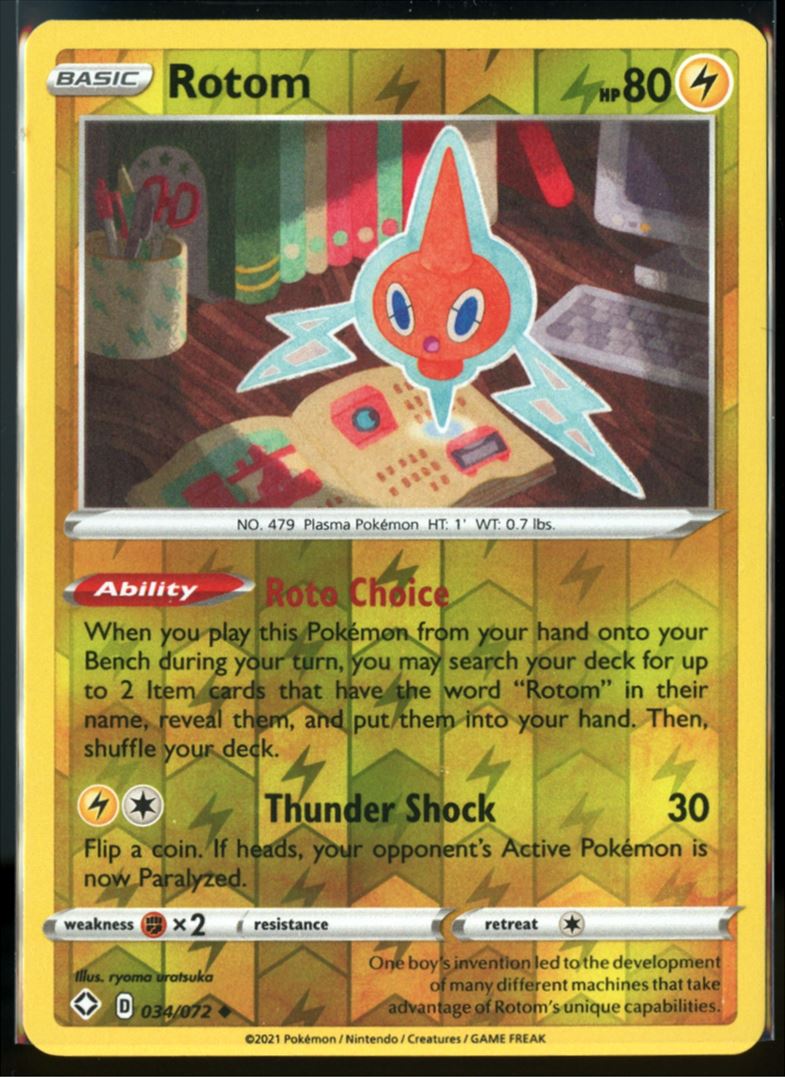 Rotom Uncommon Reverse Holo 2021 Sword & Shield - Shining Fates Card # 034/072