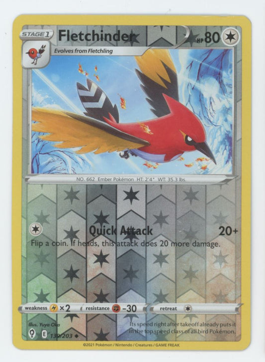 Fletchinder Reverse Holo  2021 Sword and Shield - Evolving Skies Card # 139/203