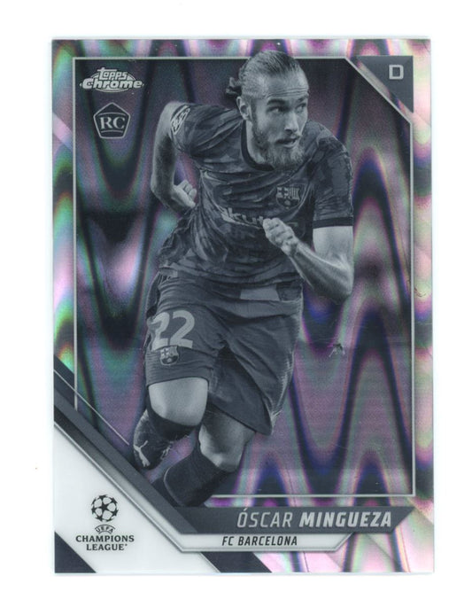 Oscar Mingueza Black and White Raywave 2021 Topps Chrome Champions League Rookie Card # 33
