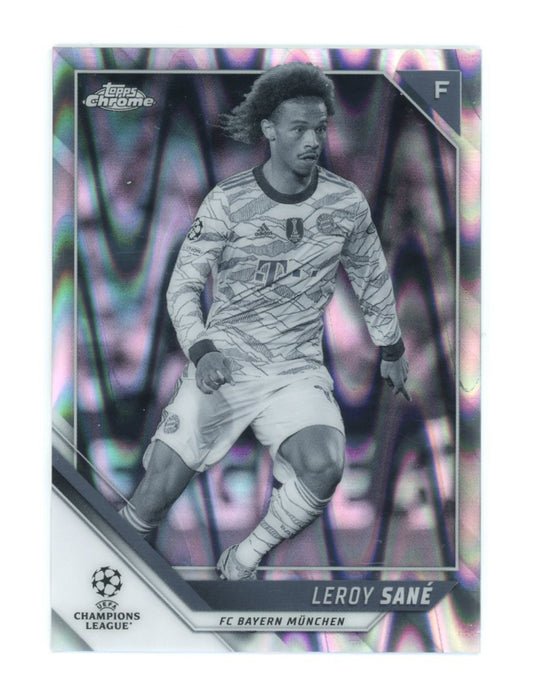 Leroy Sane Black and White Raywave 2021 Topps Chrome Champions League Card # 3