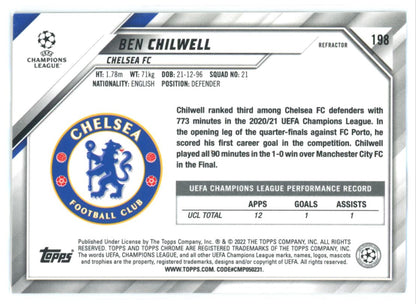 Ben Chilwell Silver Refractor 2021 Topps Chrome Champions League Card # 198