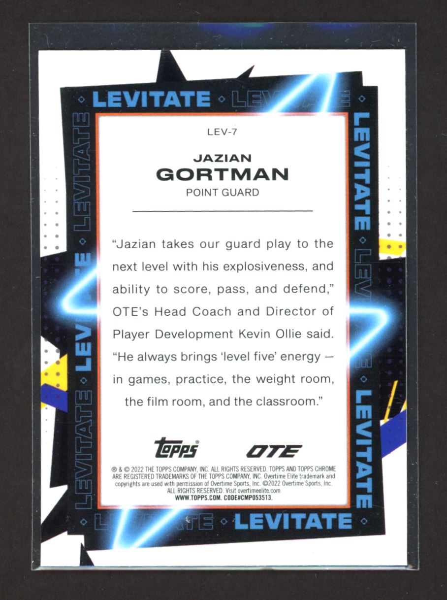 Jazian Gortman 2021 Topps Chrome OTE Levitate Card # LEV-7