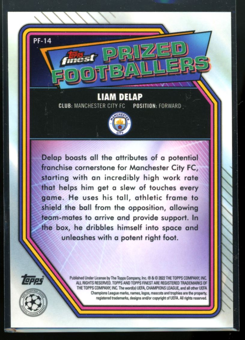 Liam Delap 2021 Topps Finest UEFA Champions League Prized Footballers Rookie Card # PF-14