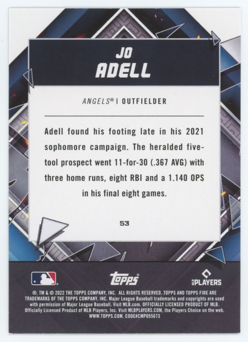Jo Adell Gold Minted 2021 Topps Fire Card # 53