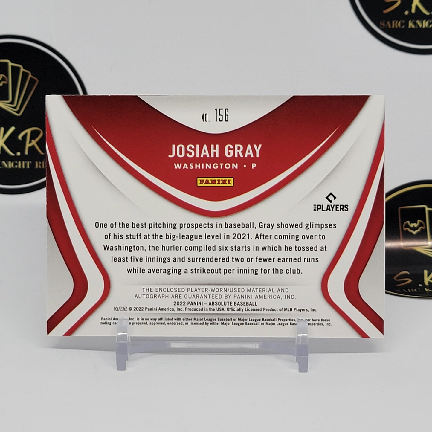 Josiah Gray Material Booklet Signatures 02/10 RC #156