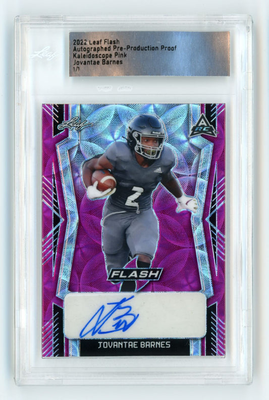 Jovantae Barnes Kaleidoscope Pink 1/1 2022 Leaf Flash Football Rookie Card