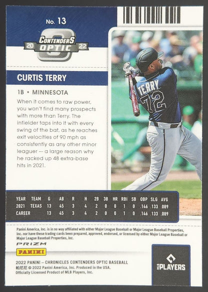 Curtis Terry Holo Prizm 2022 Panini Chronicles ContdenderDonruss Optic Rookie Card # 13