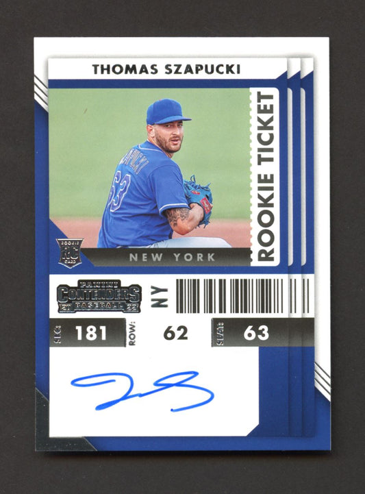 Thomas Szapucki Rookie Ticket 2022 Panini Contenders Rookie Autograph Card # 59