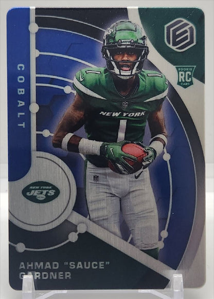Ahmad Sauce Gardner 24/27 Metal 2022 Panini Elements Cobalt Rookie Card # 104