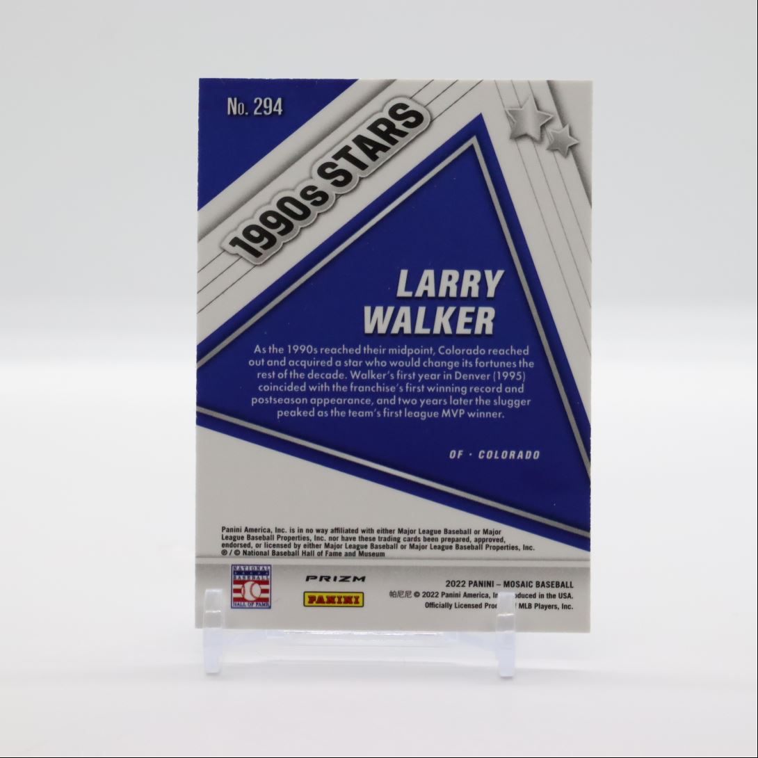 Larry Walker Silver Prizm 2022 Panini Mosaic 1990's Stars Card # 294