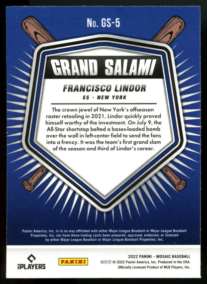 Francisco Lindor Grand Salami 2022 Panini Mosaic Baseball Card # GS-5