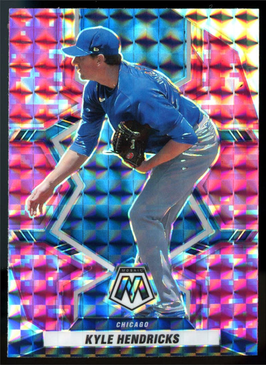 Kyle Hendricks Pink Camo Prizm 2022 Panini Mosaic Baseball Card # 24