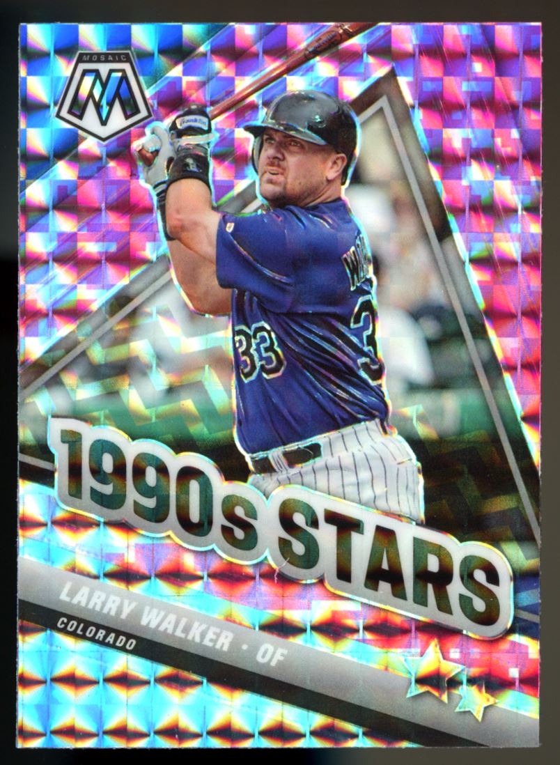 Larry Walker Pink Camo Prizm 2022 Panini Mosaic Baseball Card # 294