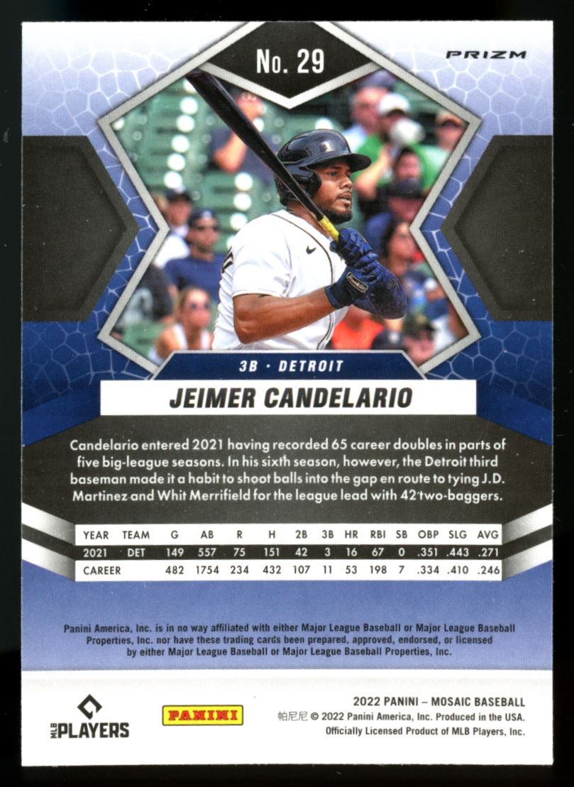 Jeimer Candelario Silver Mosaic Prizm 2022 Panini Mosaic Baseball Card # 29