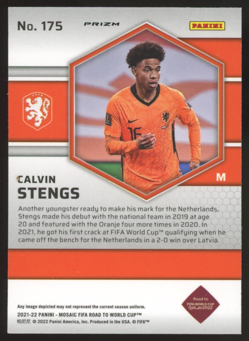 Calvin Stengs Mosaic Silver Prizm 2022 Panini Mosaic Road to FIFA World Cup Qatar Rookie Card # 175