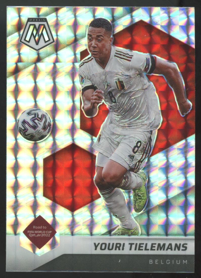 Youri Tielemans Mosaic Silver Prizm 2022 Panini Mosaic Road to FIFA World Cup Qatar Card # 189