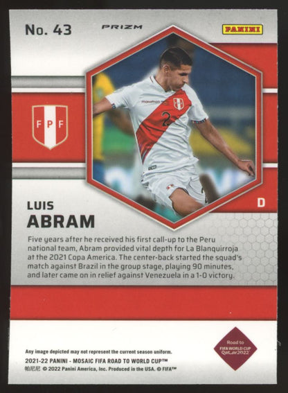 Luis Abram Mosaic Silver Prizm 2022 Panini Mosaic Road to FIFA World Cup Qatar Rookie Card # 43