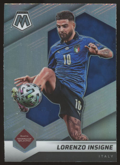 Lorenzo Insigne Silver Prizm 2022 Panini Mosaic Road to FIFA World Cup Qatar Card # 27