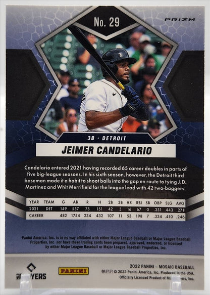 Jeimer Candelario Blue Camo Mosaic Prizm 2022 Panini Mosaic Card # 29