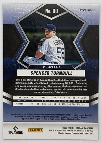 Spencer Turnbull Green Mosaic Prizm 2022 Panini Mosaic Card # 90