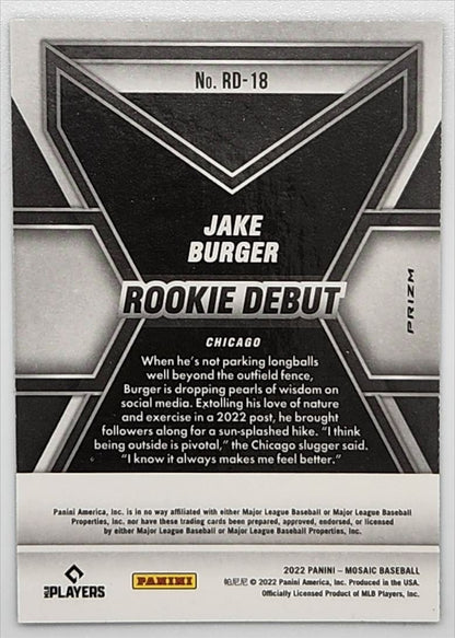 Jake Burger Green Mosaic Prizm 2022 Panini Mosaic Rookie Card # RD-18