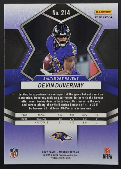 Devin Duvernay Green Prizm 2022 Panini Mosaic Card # 214