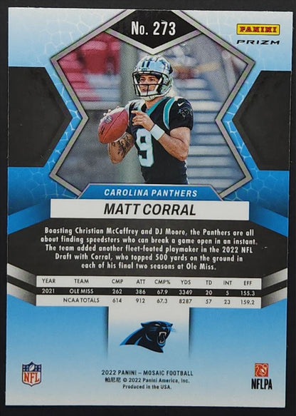 Matt Corral Pink Camo Prizm 2022 Panini Mosaic Rookie Card # 273