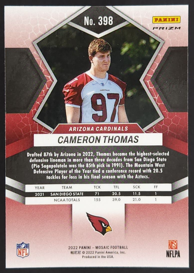 Cameron Thomas Prizm 2022 Panini Mosaic Rookie Card # 398