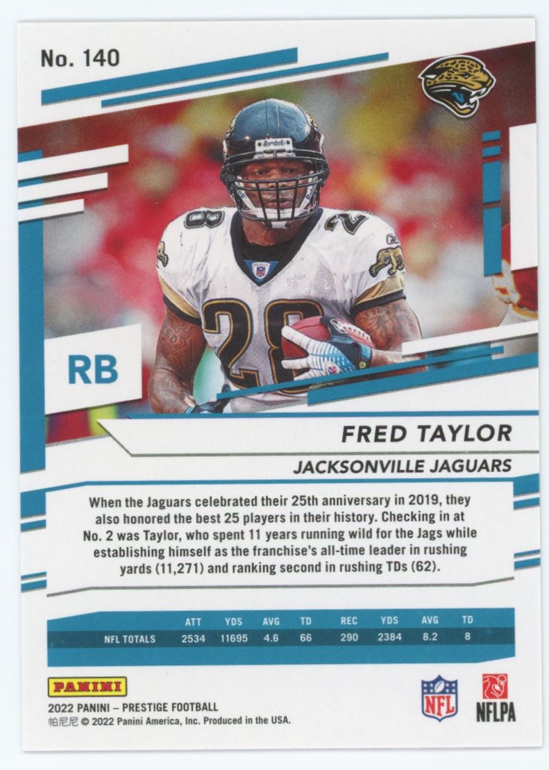 Fred Taylor Diamond 2022 Panini Prestige Xtra Points Card # 140