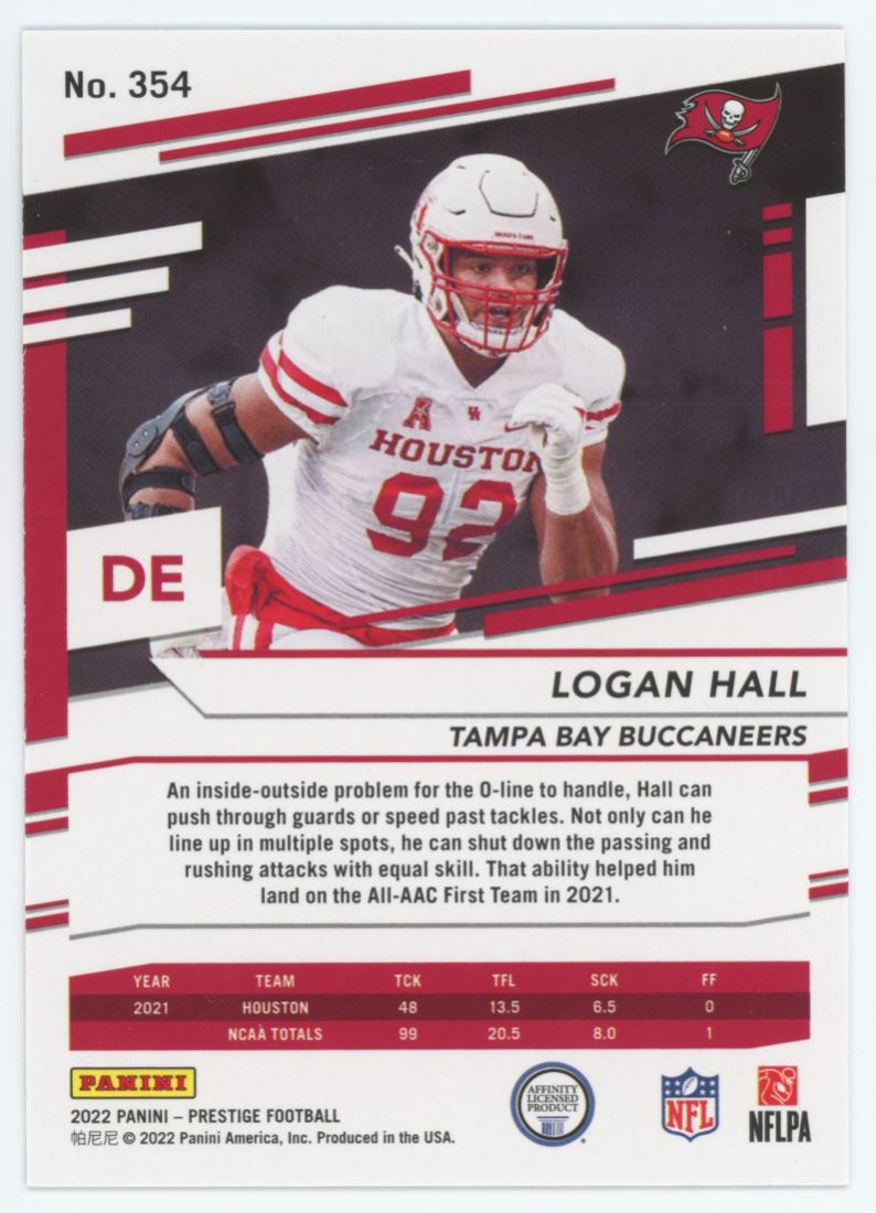 Logan Hall Diamond 2022 Panini Prestige Xtra Points Rookie Card # 354