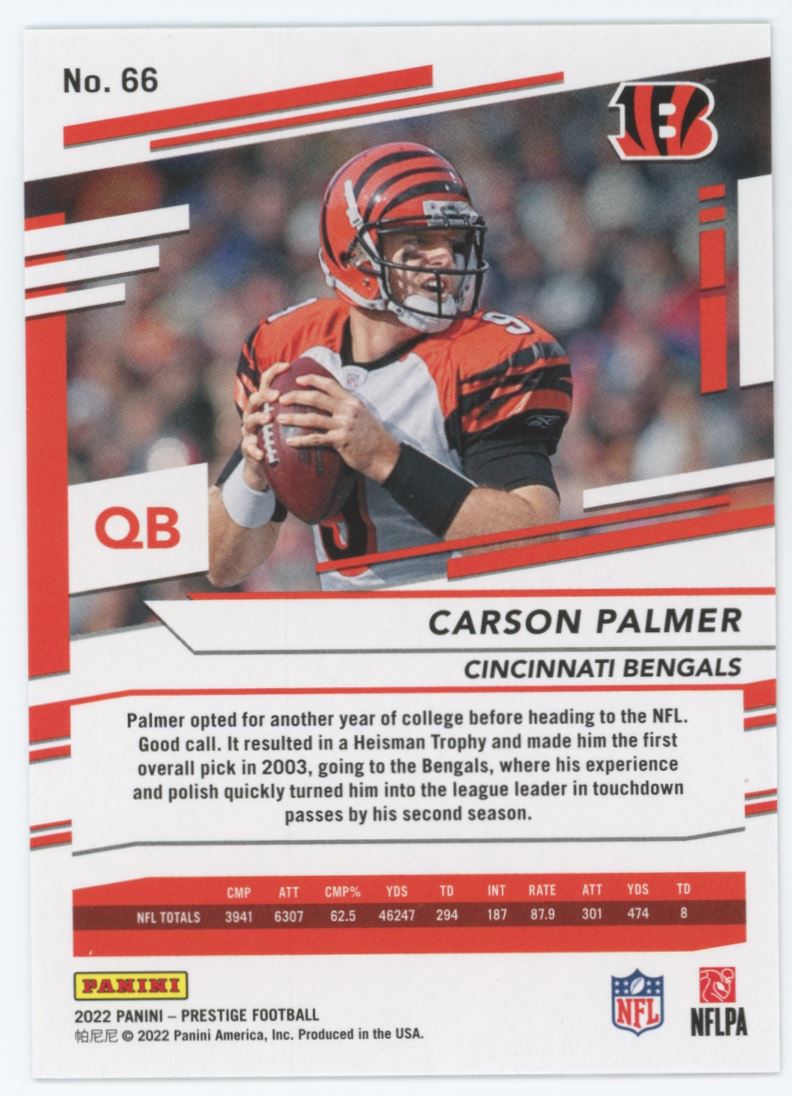 Carson Palmer Diamond 2022 Panini Prestige Xtra Points Card # 66