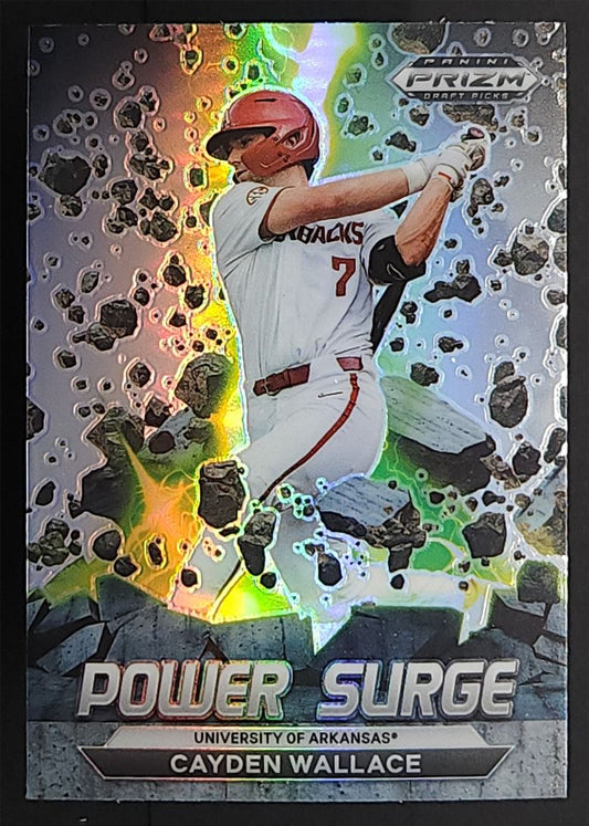 Cayden Wallace Silver Prizm 2022 Panini Prizm Draft Picks Power Surge Card # PS-CW