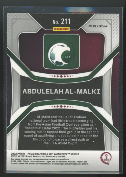 Abdulelah Al-Malki Green Ice 2022 Panini Prizm Road to FIFA World Cup Qatar 2022 Rookie Card # 211