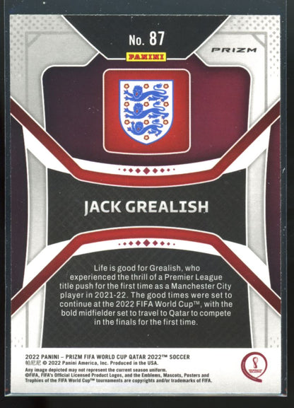 Jack Grealish 2022 Panini Prizm World Cup Silver Card # 87